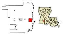 Location of Jennings in Jefferson Davis Parish, Louisiana.