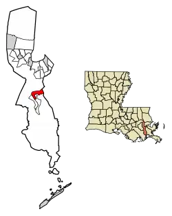 Location of Jean Lafitte in Jefferson Parish, Louisiana.