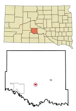 Location in Jones County and the state of South Dakota