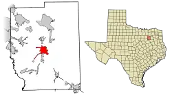 Location of Kaufman in Kaufman County, Texas
