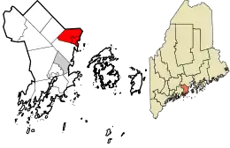 Location in Knox County and the state of Maine.