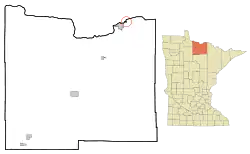 Location of the city of Ranierwithin Koochiching County, Minnesota