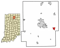 Location of Pierceton in Kosciusko County, Indiana.