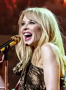 Color photograph of Kylie Minogue in 2007