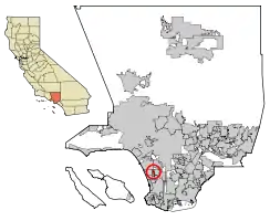 Location of Del Aire in Los Angeles County, California.