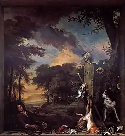Landscape with Huntsman and Dead Game (1697), oil on canvas, 344 x 323 cm., Scottish National Gallery