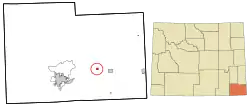 Location in Laramie County and the state of Wyoming.
