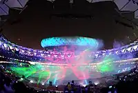 Laser light show at the closing ceremony