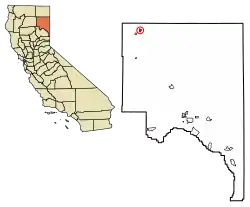 Location of Bieber in Lassen County, California