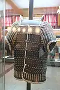 Modern copy of one variant of lamellar armor dating to the late Warring States through Western Han dynasty era