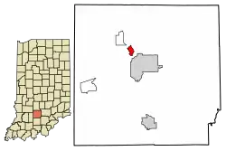 Location of Oolitic in Lawrence County, Indiana.