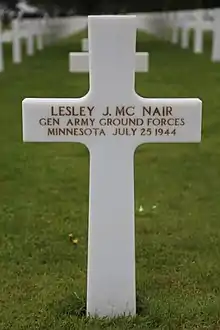 McNair's grave marker showing posthumous promotion