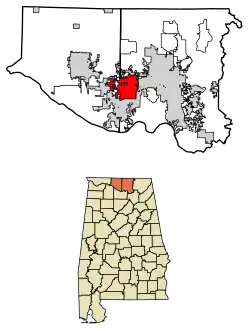 Location of Madison in Limestone County and Madison County, Alabama.