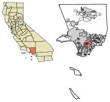 Location of Commerce in Los Angeles County, California.