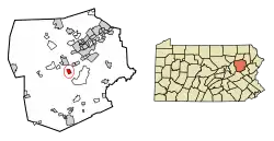 Location of Nuangola in Luzerne County, Pennsylvania.