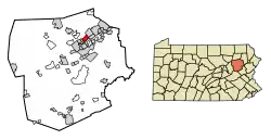 Location of Swoyersville in Luzerne County, Pennsylvania.
