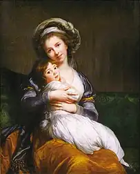 In her Self-portrait with her daughter Julie (1786), Élisabeth Vigée Le Brun painted herself smiling. When it was exhibited at the Salon of 1787, the court gossip-sheet Mémoires secrets commented: "An affectation which artists, art-lovers and persons of taste have been united in condemning, and which finds no precedent among the Ancients, is that in smiling, [Madame Vigée LeBrun] shows her teeth."