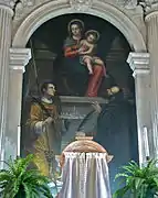 Alessandro Maganza, Madonna con il Bambino, sant’Anastasio e san Vincenzo con il modello della città di Vicenza, 1613, Thiene, St Vincent Church