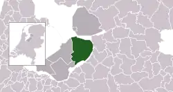 Highlighted position of Dronten in a municipal map of Flevoland