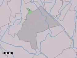 The village centre (dark green) and the statistical district (light green) of Schipborg in the municipality of Aa en Hunze.