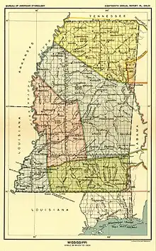 Image 12Mississippi map from Indian Land Cessions in the United States (1899) by Charles C. Royce (from History of Mississippi)