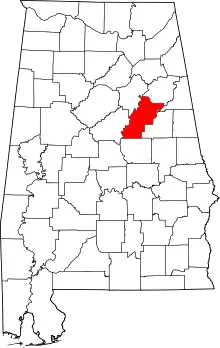 State map highlighting Talladega County
