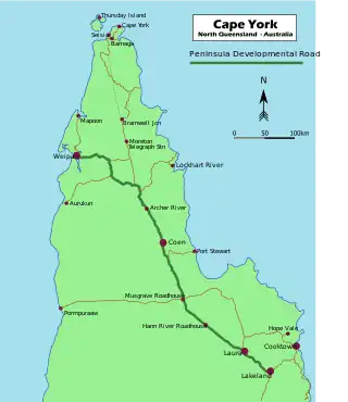 Major roads in northern Queensland