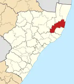 Map of KwaZulu-Natal with Big Five Hlabisa highlighted