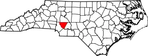 Map of North Carolina highlighting Cabarrus County