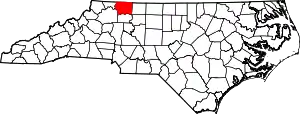 Map of North Carolina highlighting Surry County