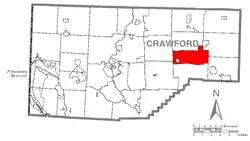 Location of Steuben Township in Crawford County