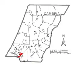 Map of Cambria County, Pennsylvania highlighting Stonycreek Township