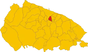 Map of comune of Valenzano (metropolitan city of Bari, region Apulia, Italy)