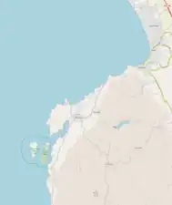 Openstreetmap image showing the Garip Islands off the coast of Dikili, Turkey