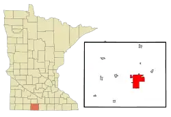Location in Martin County and the state of Minnesota