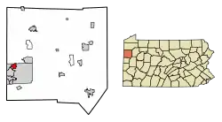 Location of Sharpsville in Mercer County, Pennsylvania.