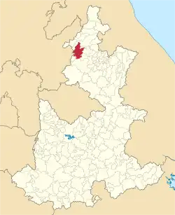 Location of the municipality in Puebla