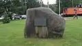 The memorial stone of five who died in an abandoned mine shaft in 1932, Grand Lake, New Brunswick, Canada.