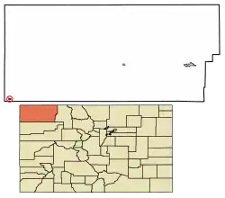 Location in Moffat County, Colorado