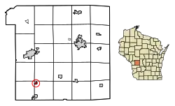 Location of Melvina in Monroe County, Wisconsin.