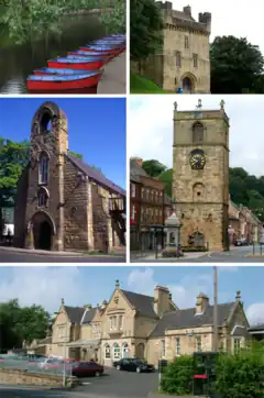 alt=A montage of images from Morpeth, which are images of the River Wansbeck, Morpeth Castle, Morpeth Clock Tower, Morpeth Chantry and Morpeth station. Clicking on an image in the picture causes the browser to load the appropriate article.
rect 0 0 580 425 River Wansbeck
rect 581 0 1200 425 Morpeth Castle
rect 581 428 1200 1201 Morpeth Clock Tower
rect 0 428 581 1201 Morpeth Chantry
rect 0 1203 1200 1809 Morpeth station