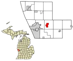Location in Muskegon County and the state of Michigan