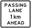 (A42-1.1/IG-6.1) Passing Lane Ahead (in 1 kilometre)