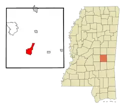 Location of Newton, Mississippi