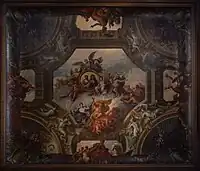 Detail of upper hall ceiling artwork
