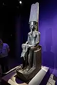 Statue of Amun; 1336-1327 BC; height: 220 cm (87 in), width: 44[clarification needed], length: 78 cm (31 in); Louvre