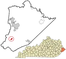 Location in Pike County and the state of Kentucky.