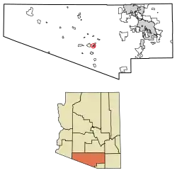 Location of Ali Chukson in Pima County, Arizona.