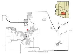 Location of Blackwater in Pinal County, Arizona.
