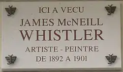 "Plaque James McNeill Whistler, 110 rue du Bac, Paris 7"